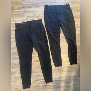 2 Pair EDDIE BAUER Black Cotton Leggings GUC L